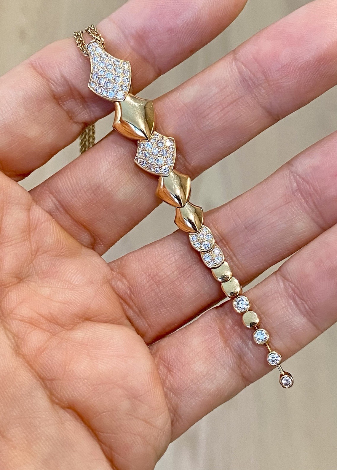AKILLIS France 18K Rose Gold Diamond Python Necklace Extravagant $10K+ 4”