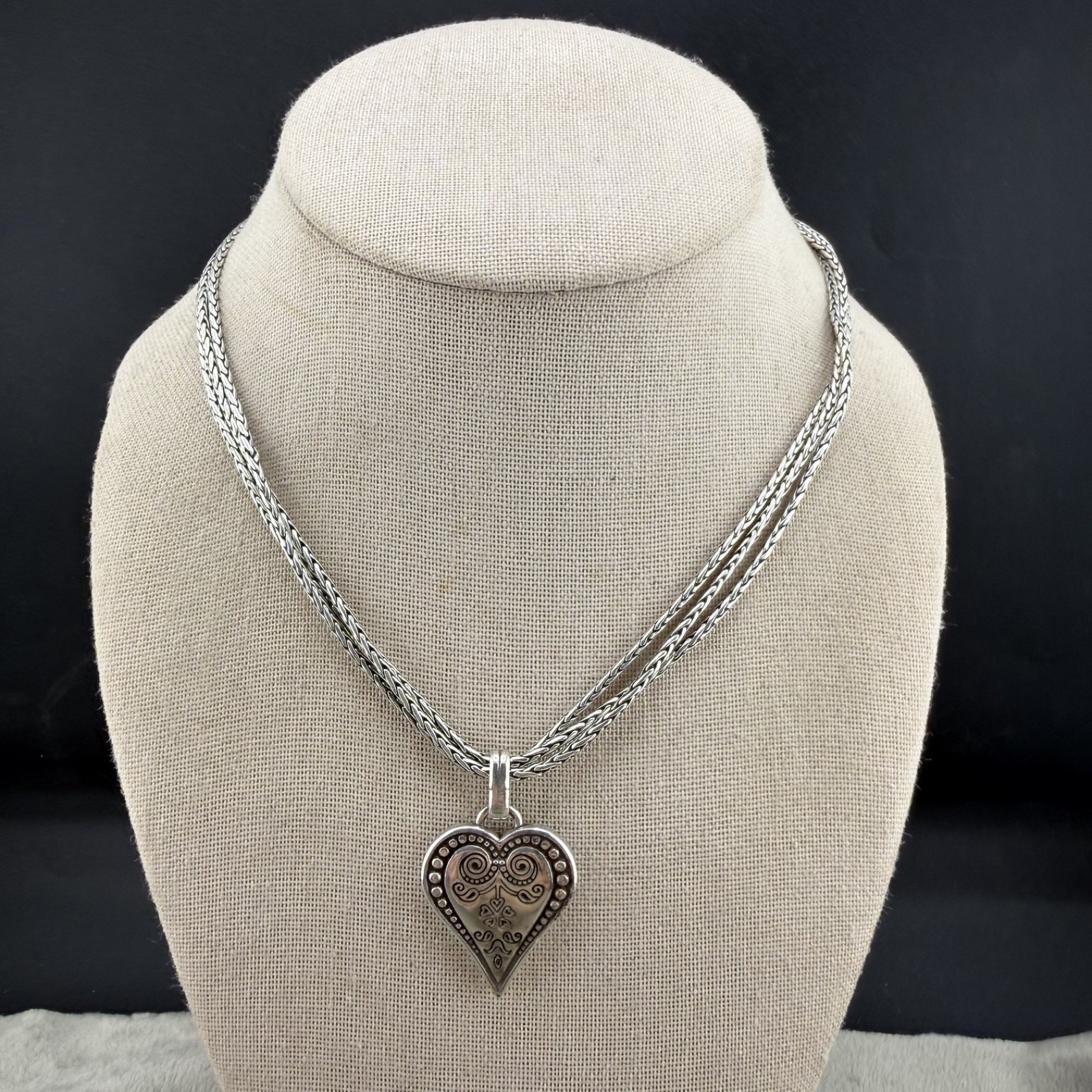 Brighton Necklace Ophelia Multi strand Silver Tone Chain Signed 16”