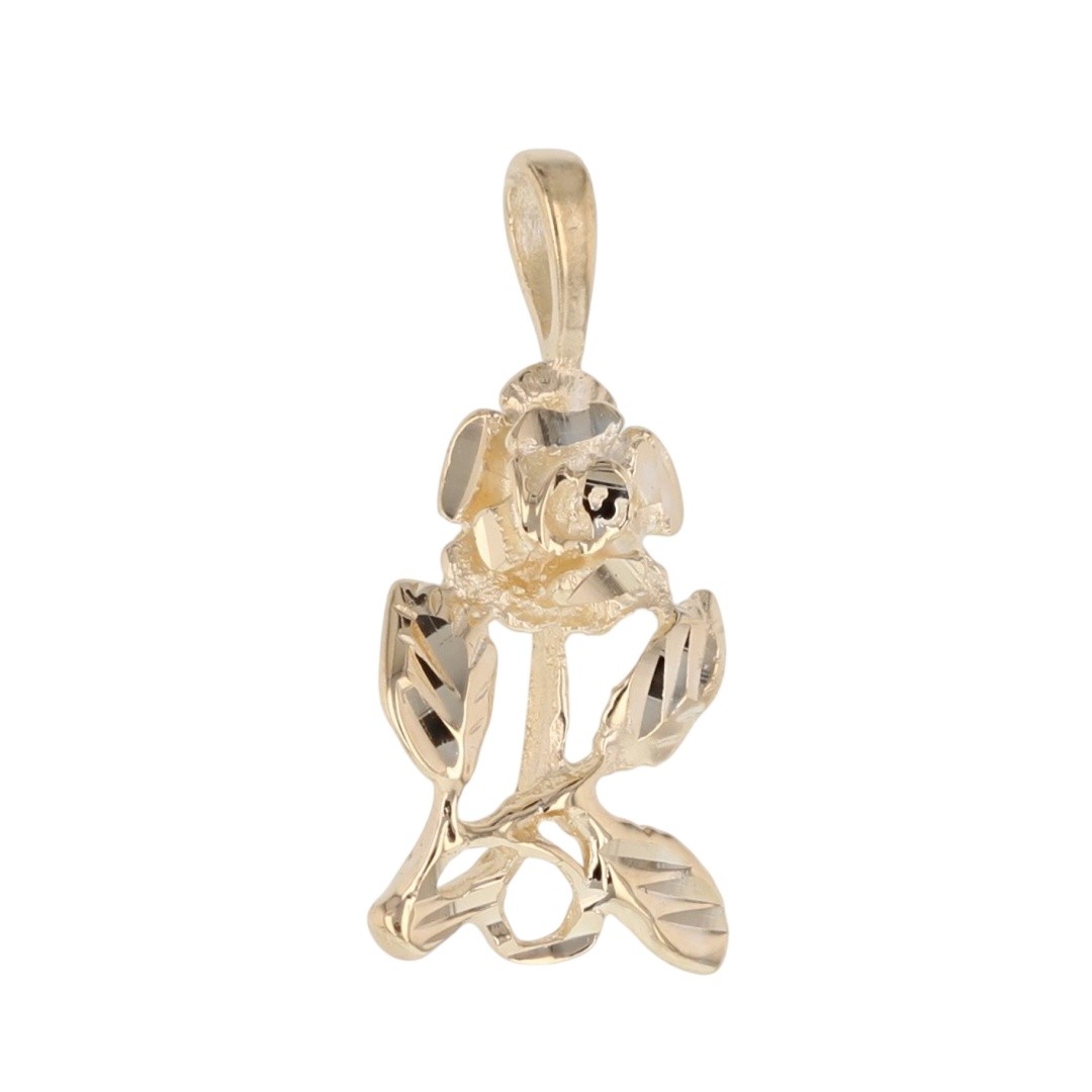 22.5mm Diamond-Cut Flower Shaped Pendant w/o Chain 14k Yellow Gold 1.42 Grams