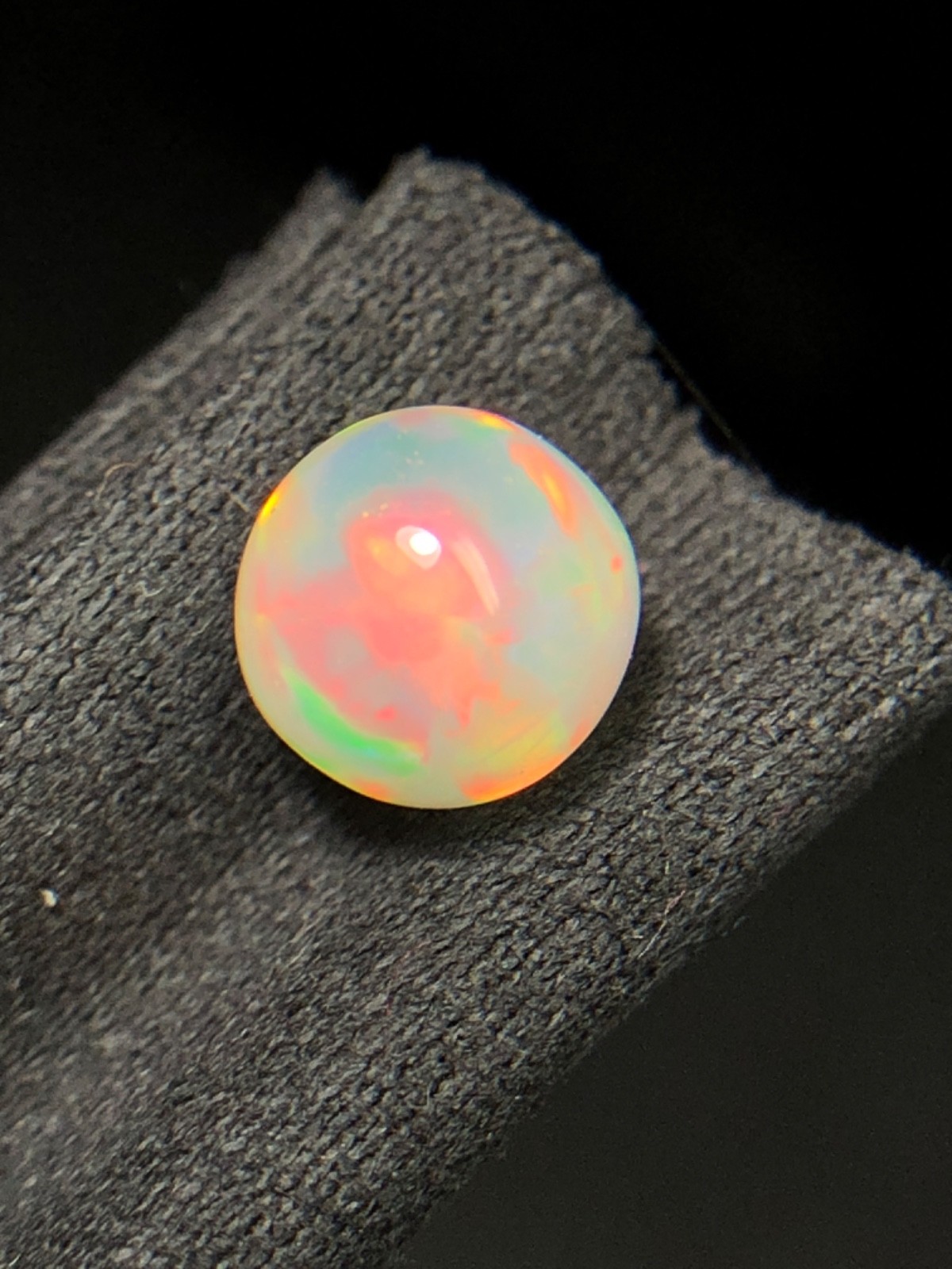 Natural White Ethiopian Opal Sphere, 6.40MM Rainbow Fire Opal Ball for jewelry