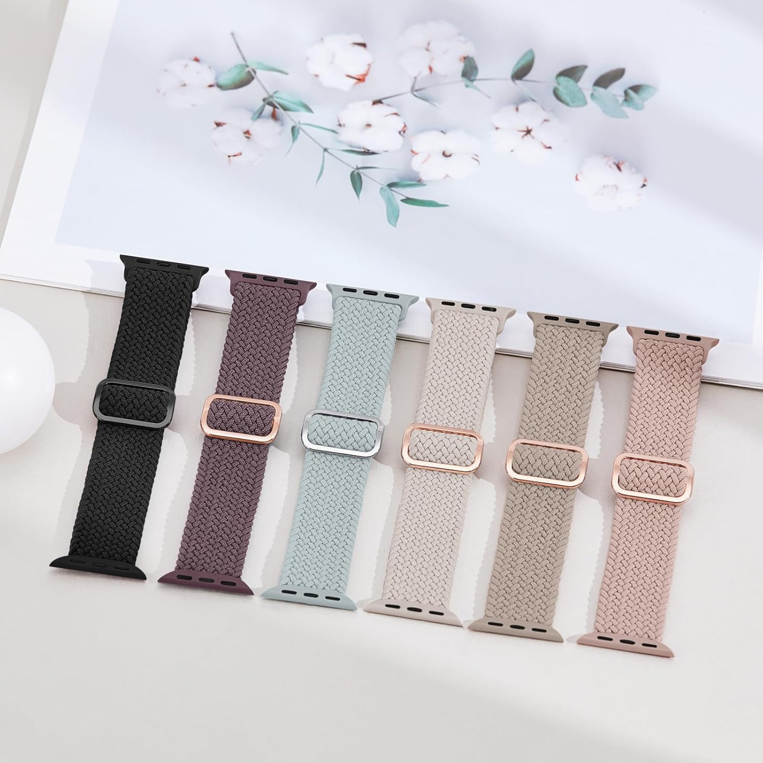 6 Pack Braided Stretchy Bands Compatible with Apple Watch Band 38Mm 40Mm 41Mm 42