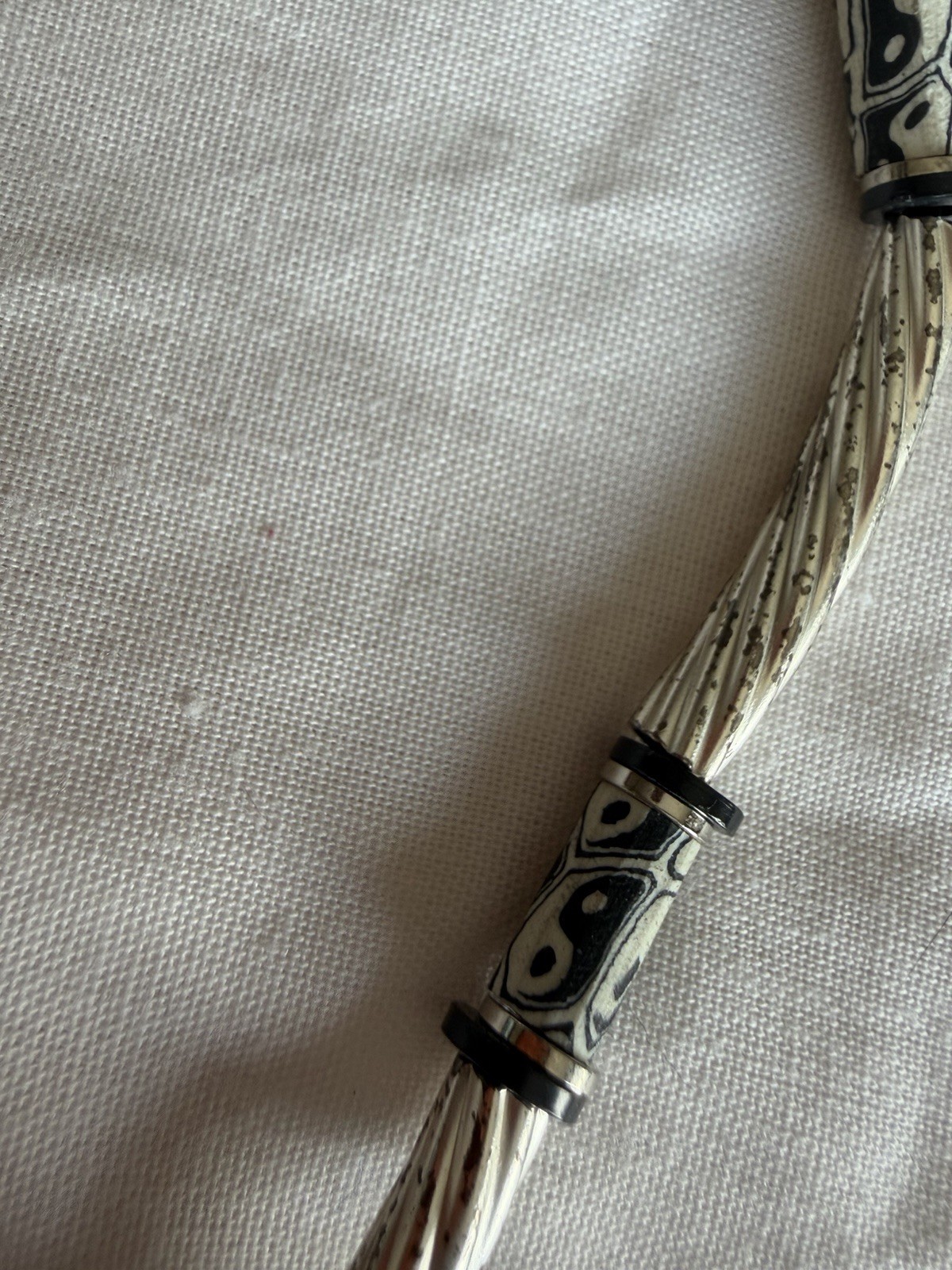 Y2K Yin And Yang Silver-Tone And Bead Necklace 413