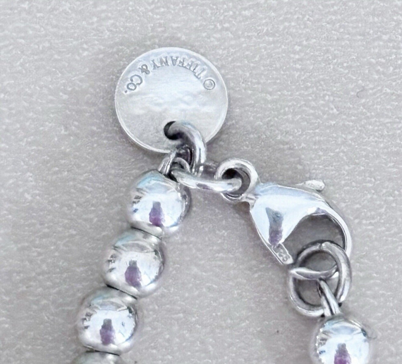 Tiffany & Co. Blue Heart Tag Bead Bracelet ( 7.5 Inches )