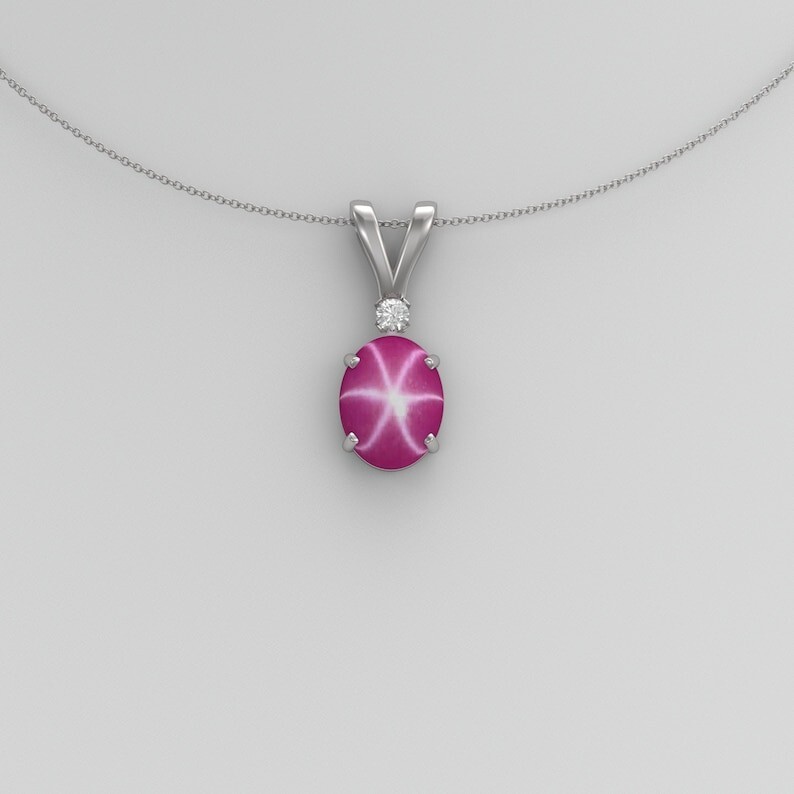 925 Silver Star Ruby Pendant for Women Lindy star, Lab created Necklace