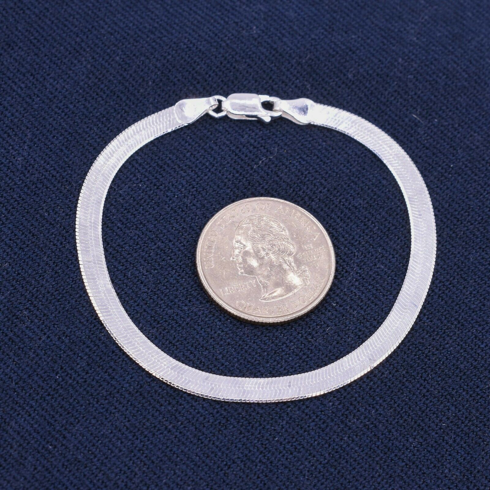 4.3mm Flexible Herringbone Chain Bracelet Real Solid Sterling Silver 925 Italy