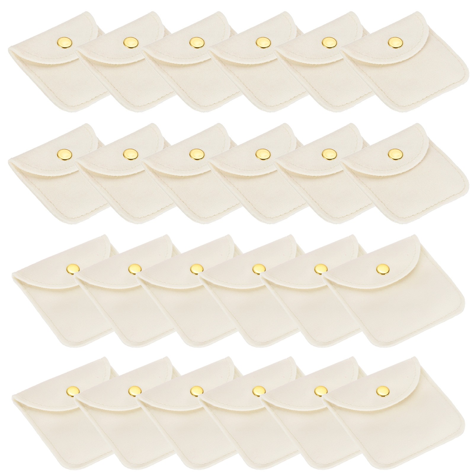 6Pcs Velvet Jewelry Pouches Gift Bag with Snap Button (2″x2″/3″x3″), White