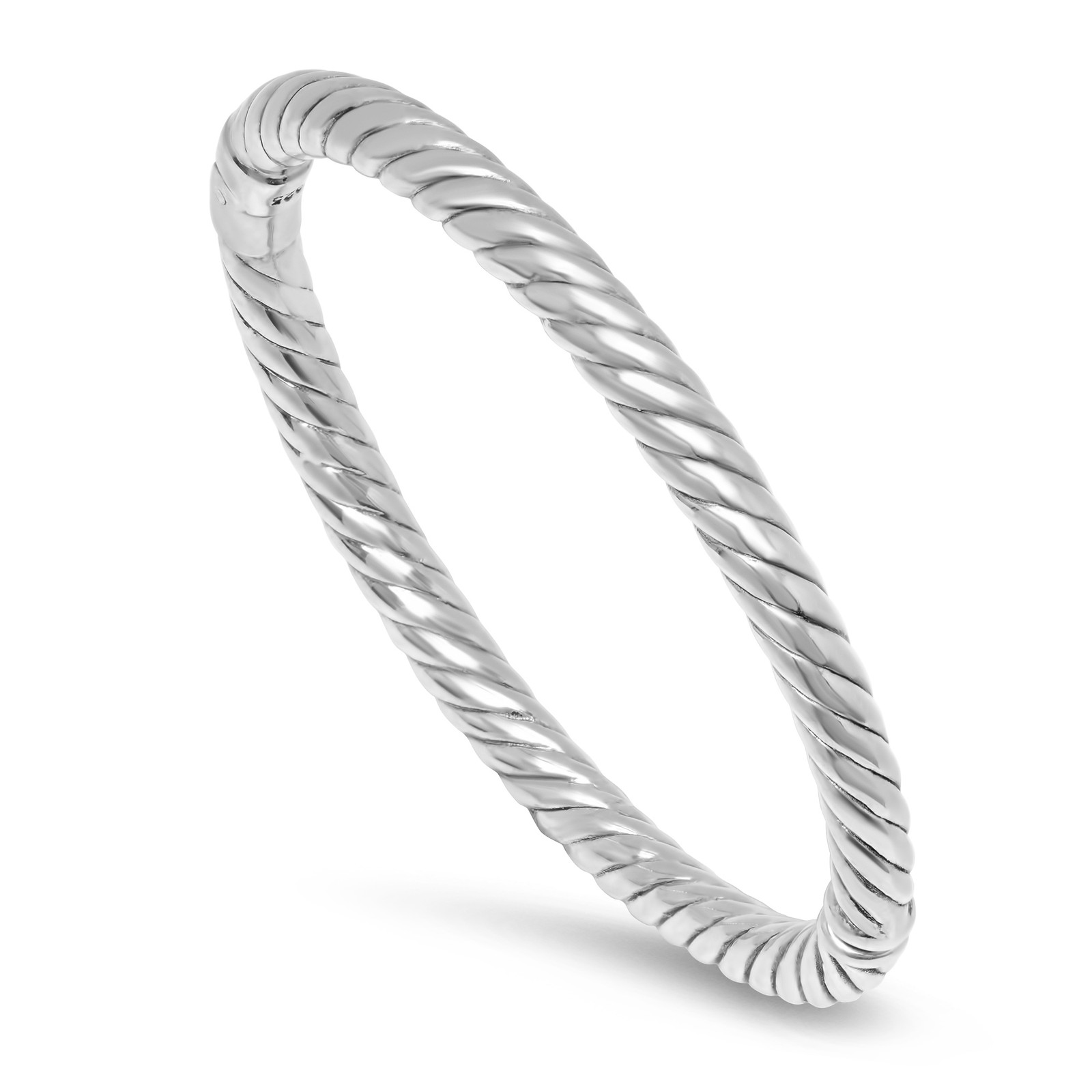 925 Sterling Silver Rope Textured Hinged Bangle Bracelet 7.5 Inch