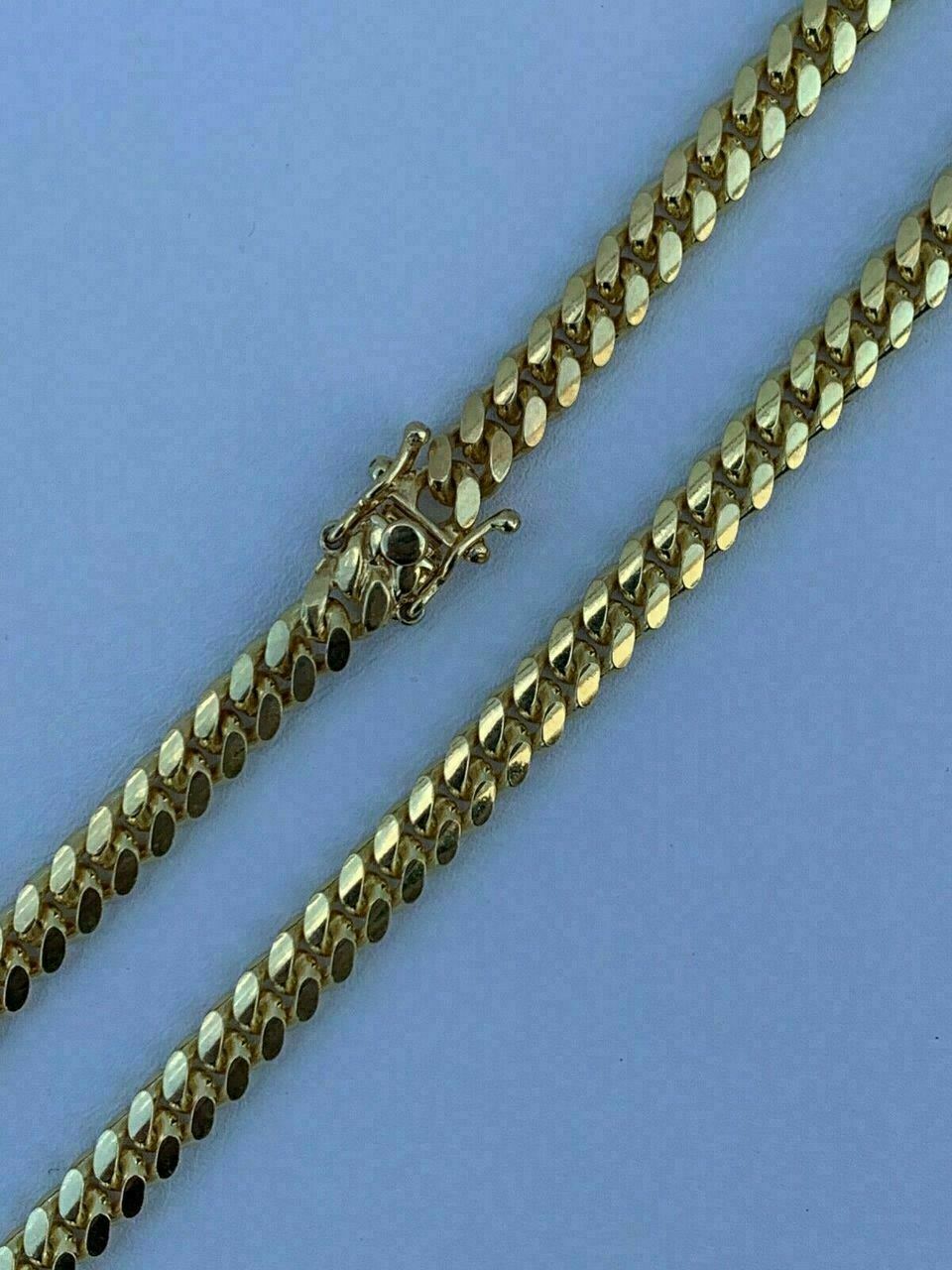 Men’s Miami Cuban Link Chain Bracelet 14k Gold Plated Solid 925 Silver Box Lock