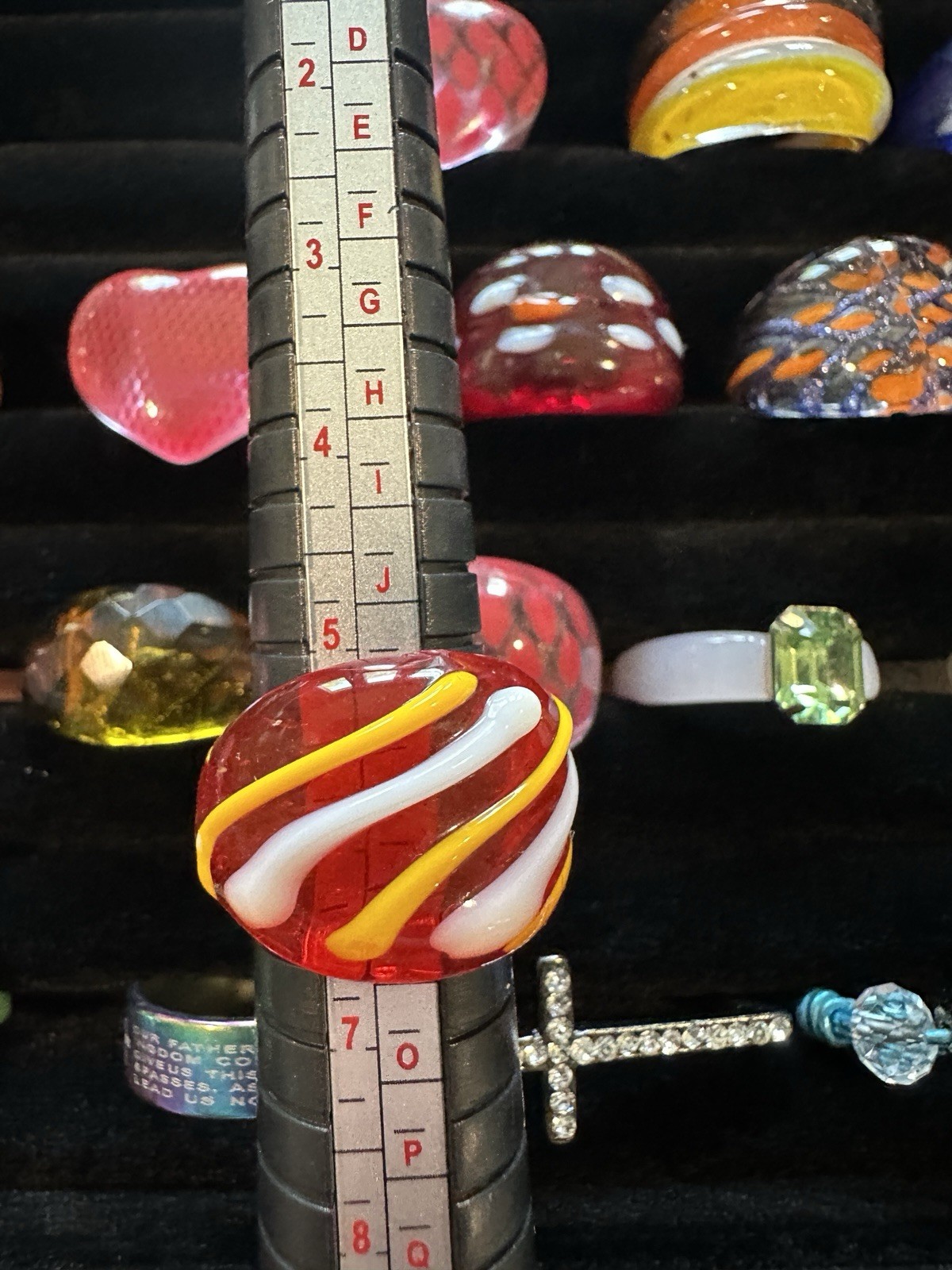 Lot #1: Mixed Sized Rings, 15 Glass style + 5 other types
