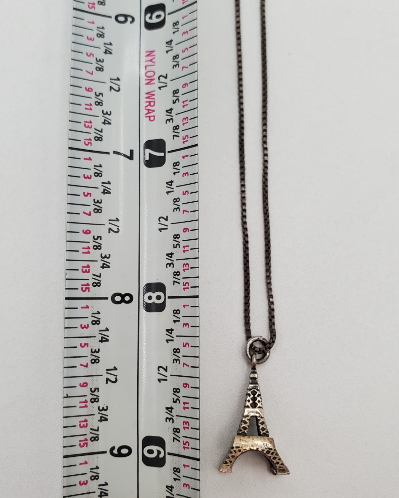 VTG 925 RCI 3d Eiffel Tower Necklace 18in Sterling Silver Box Chain 4g Paris