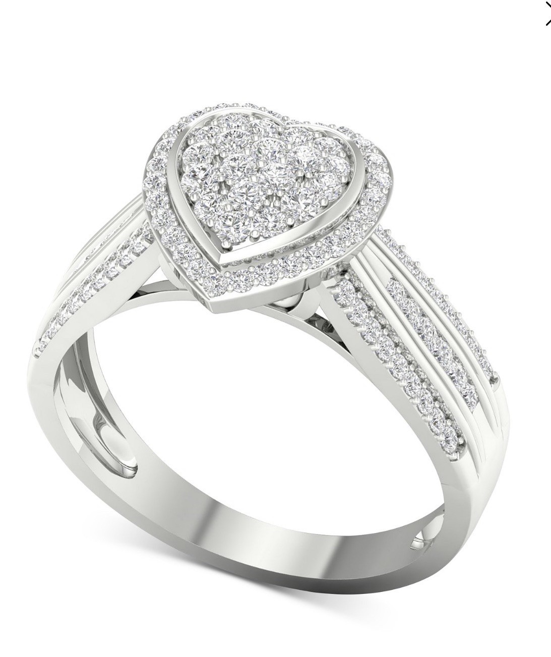 Diamond Heart Ring 1/2 ct. t.w. In Sterling Silver