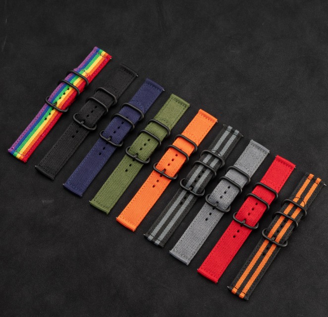 18mm 20mm 22mm 24mm Military Canvas Nylon Wrist Watch Band Strap Bracelet Sport