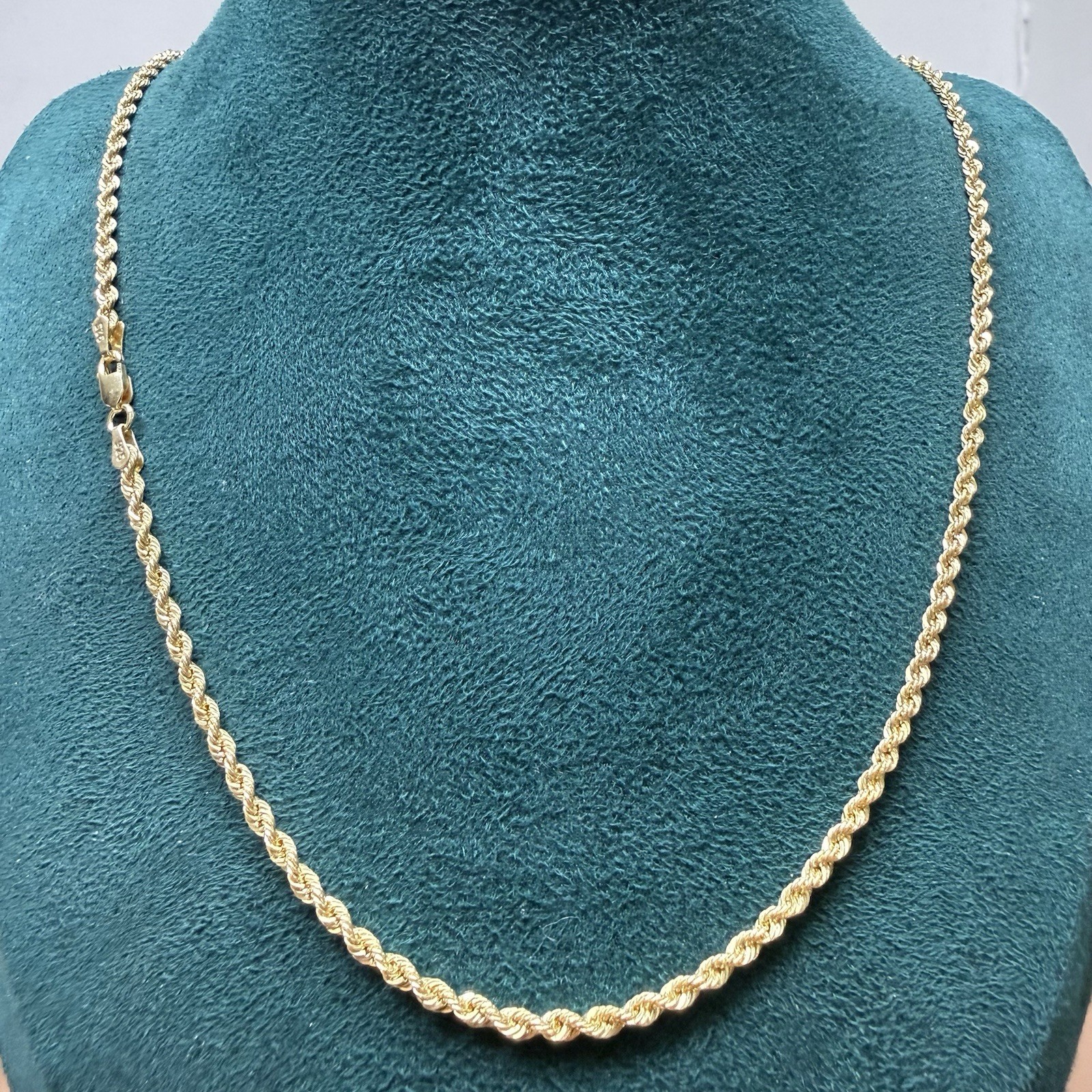 Rope Chain Gold Plated 925 Sterling Silver 24” 2.1mm