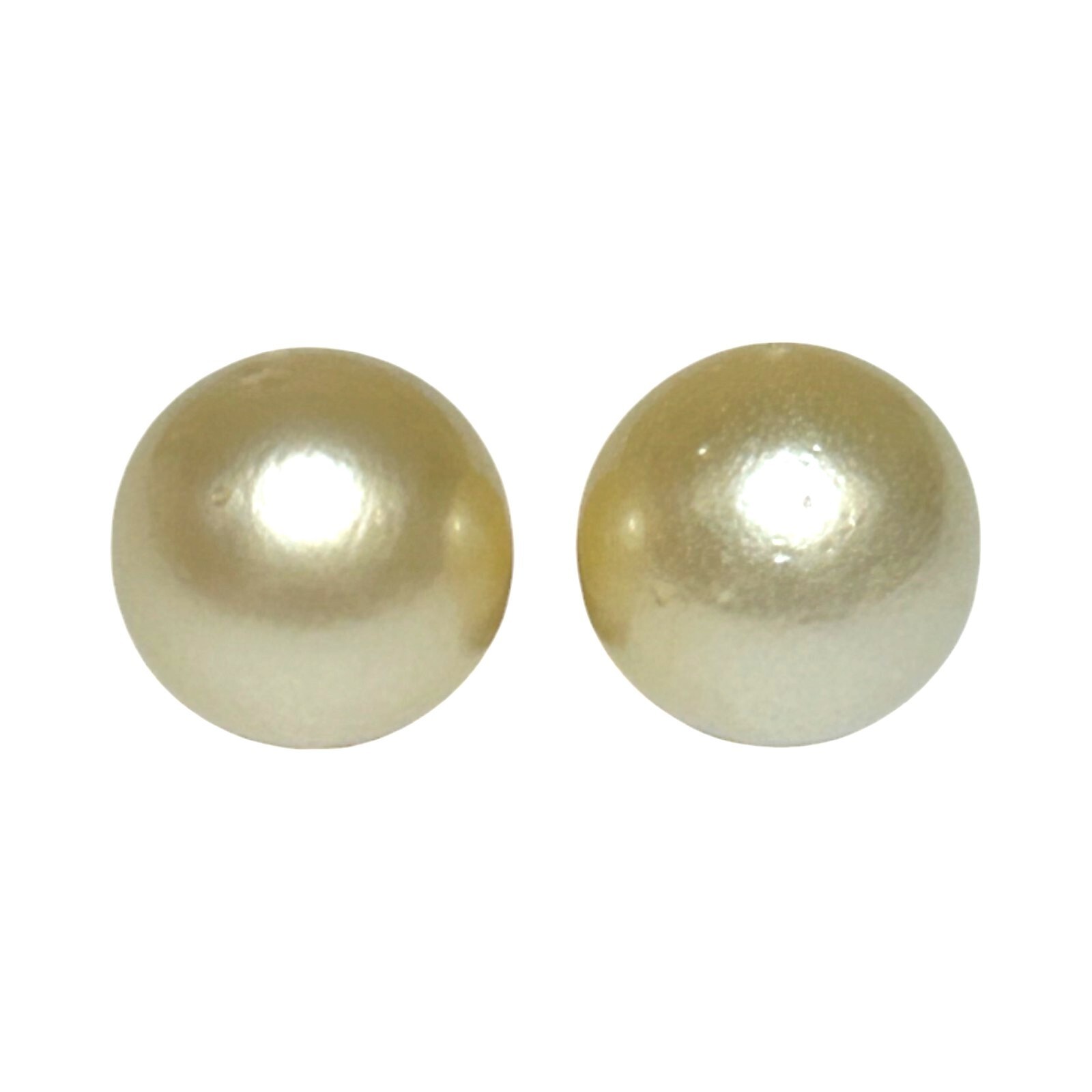 Exquisite Pair of 36-Carat Round 13.4mm Natural Pale Golden Australian Sea Pearl