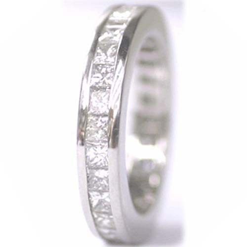 2.82 ct Princess cut Diamond Ring Platinum Eternity Band Channel set F-G VS2