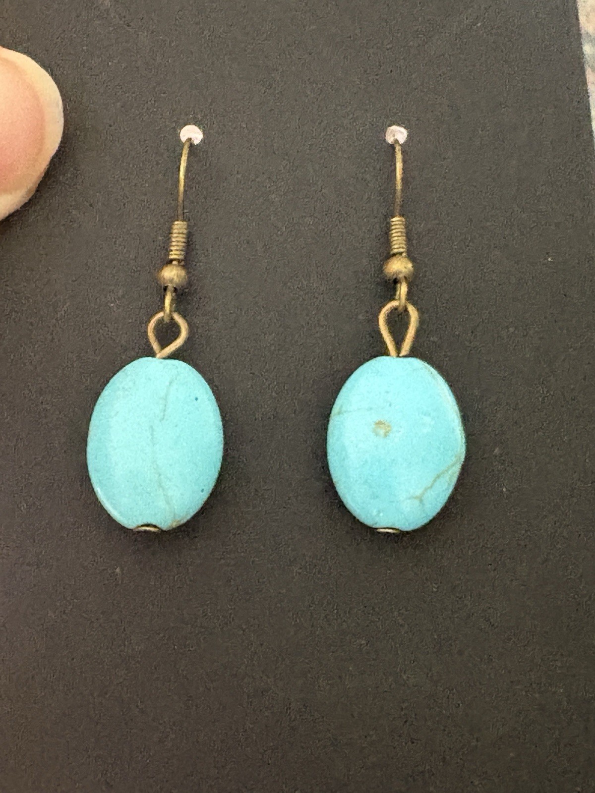 Artisan crafted turquoise Nugget Drop French Hook Earrings