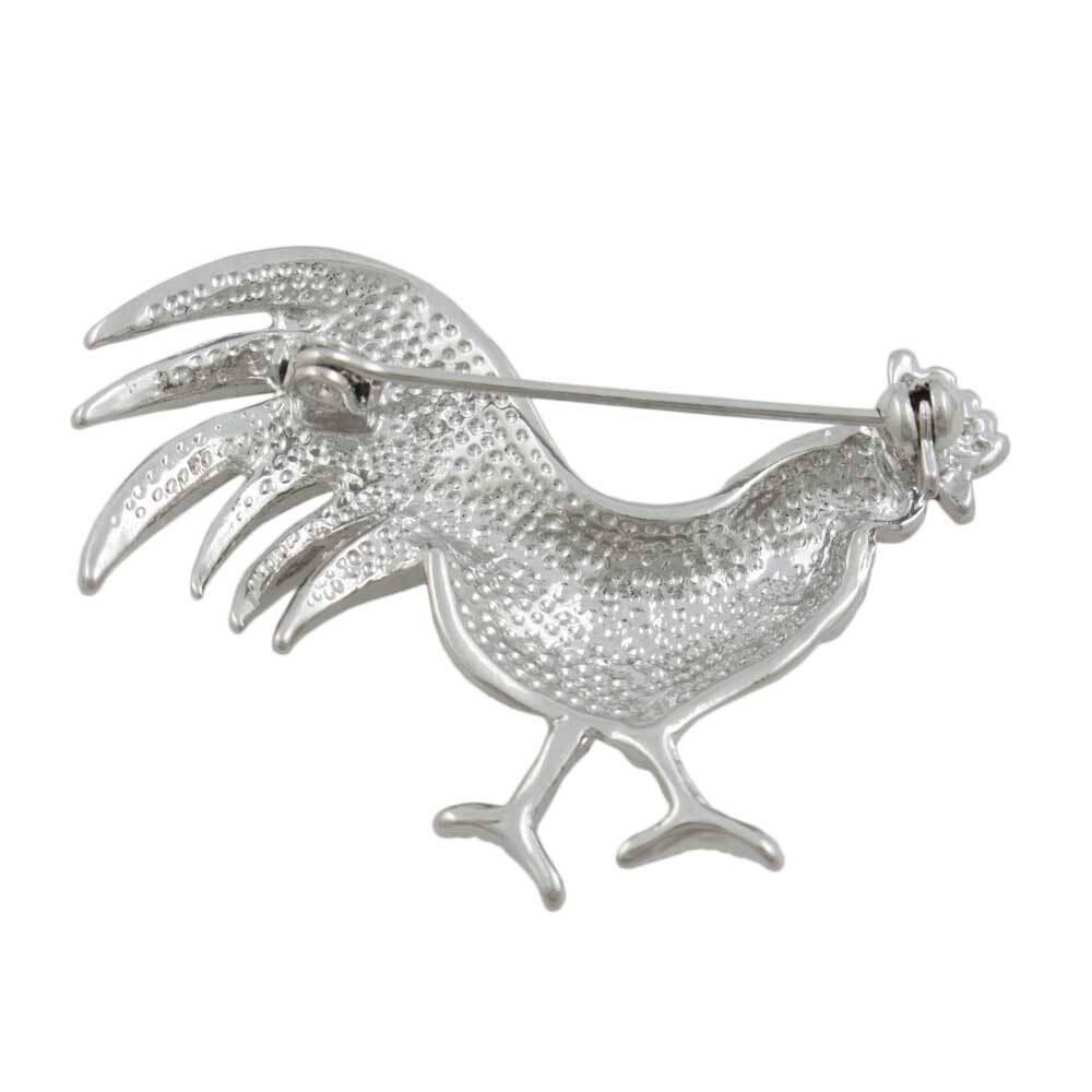 Rooster Brooch Pin with Clear Crystals – PRA509