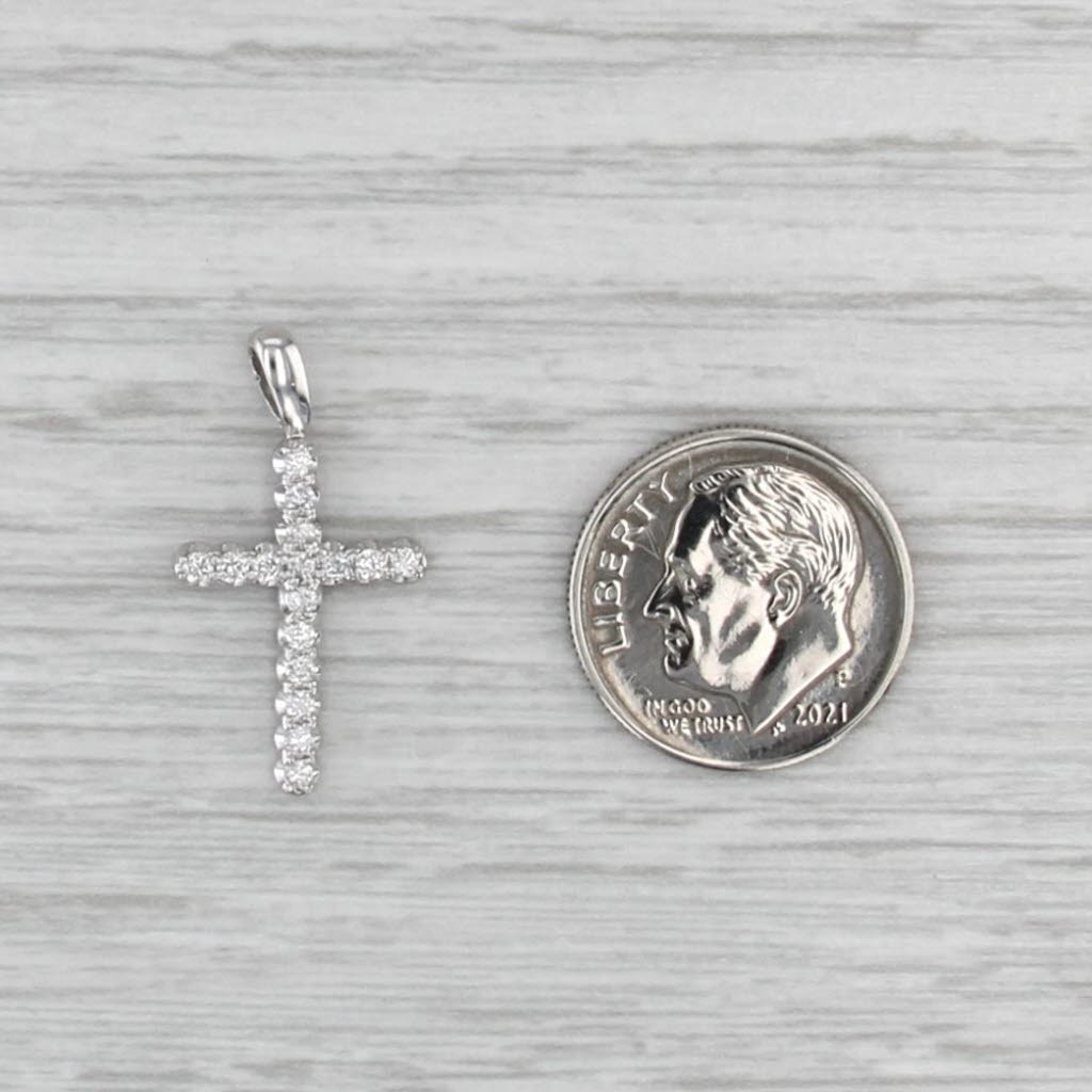 0.23ctw Diamond Cross Pendant 14k White Gold Religious Jewelry