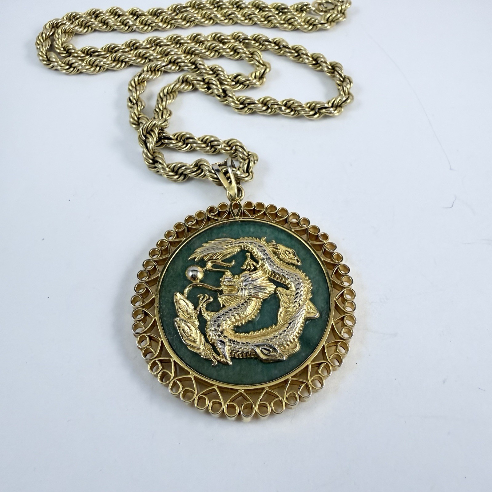 Astrological Symbol LIBRA Double Sided Dragon Pendant Necklace 22″