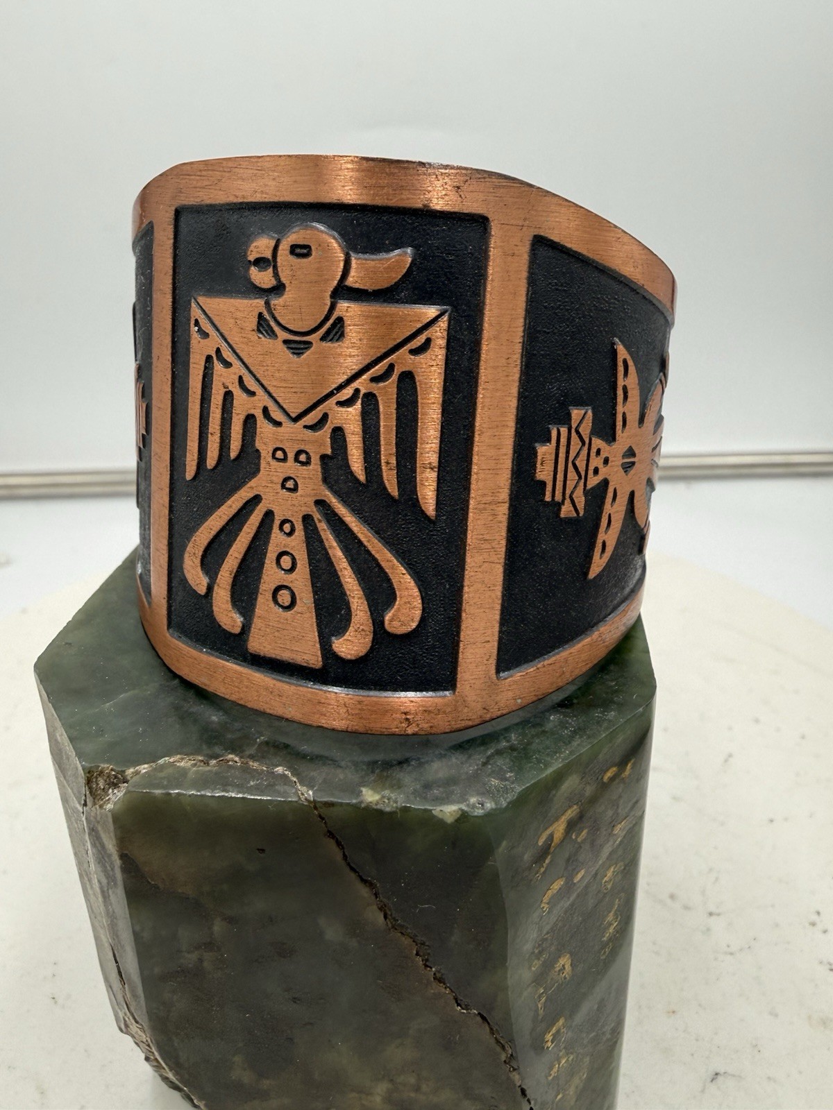 Vintage Solid Copper Thunderbird Cuff Bracelet, 5.5in