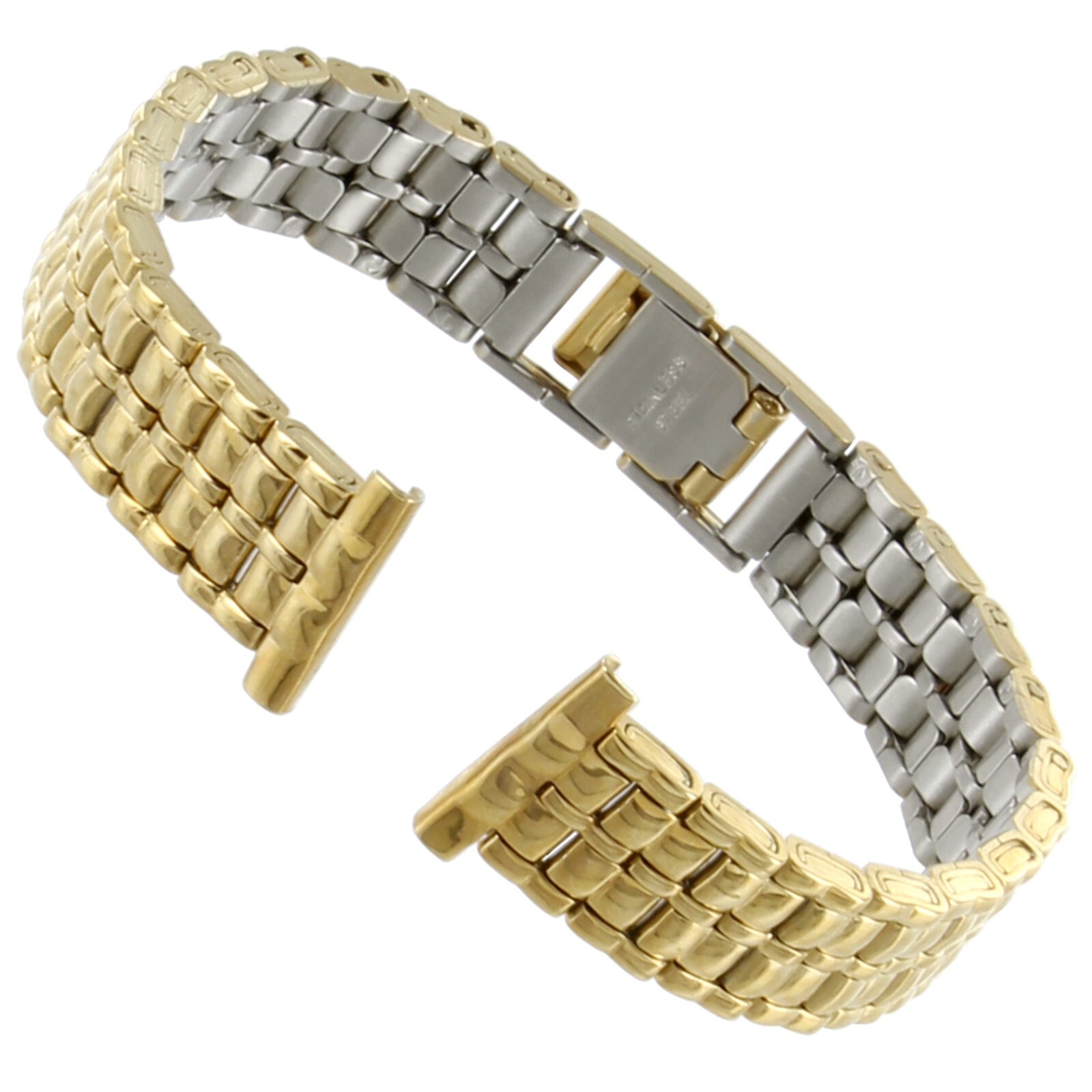 14mm Gilden Gold Tone Stainless Steel Ladies Straight Ends Watch Band 1046-Y