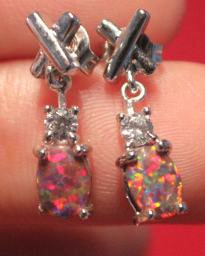 fire opal stud earrings gems silver jewelry petite circle round oval cocktail