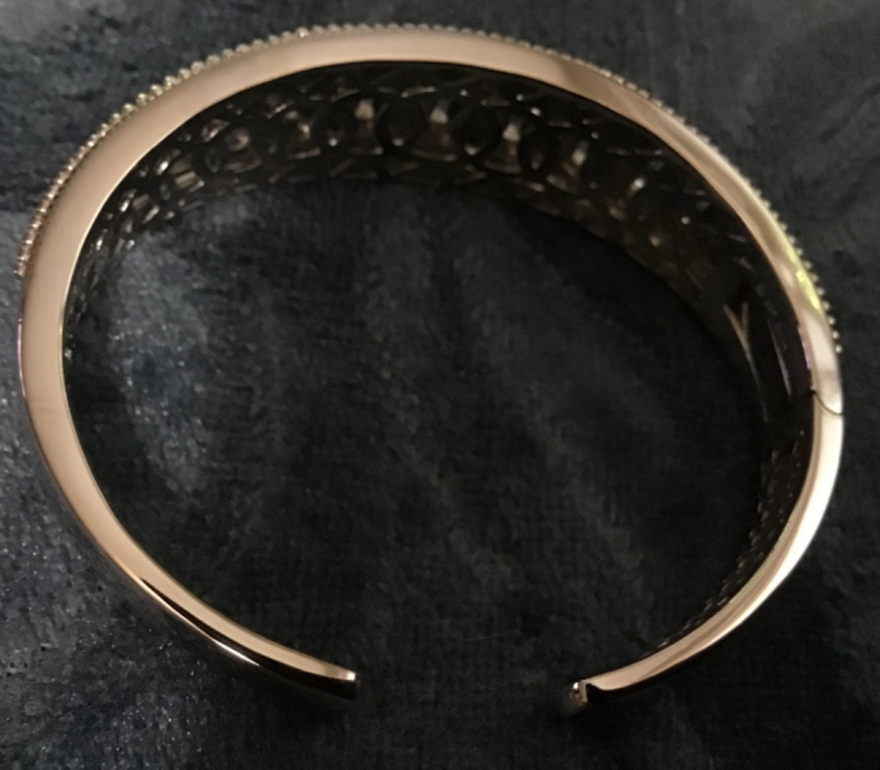 Affinity Wide Sterling Silver Diamond Cuff Bangle Tennis Weave Bracelet