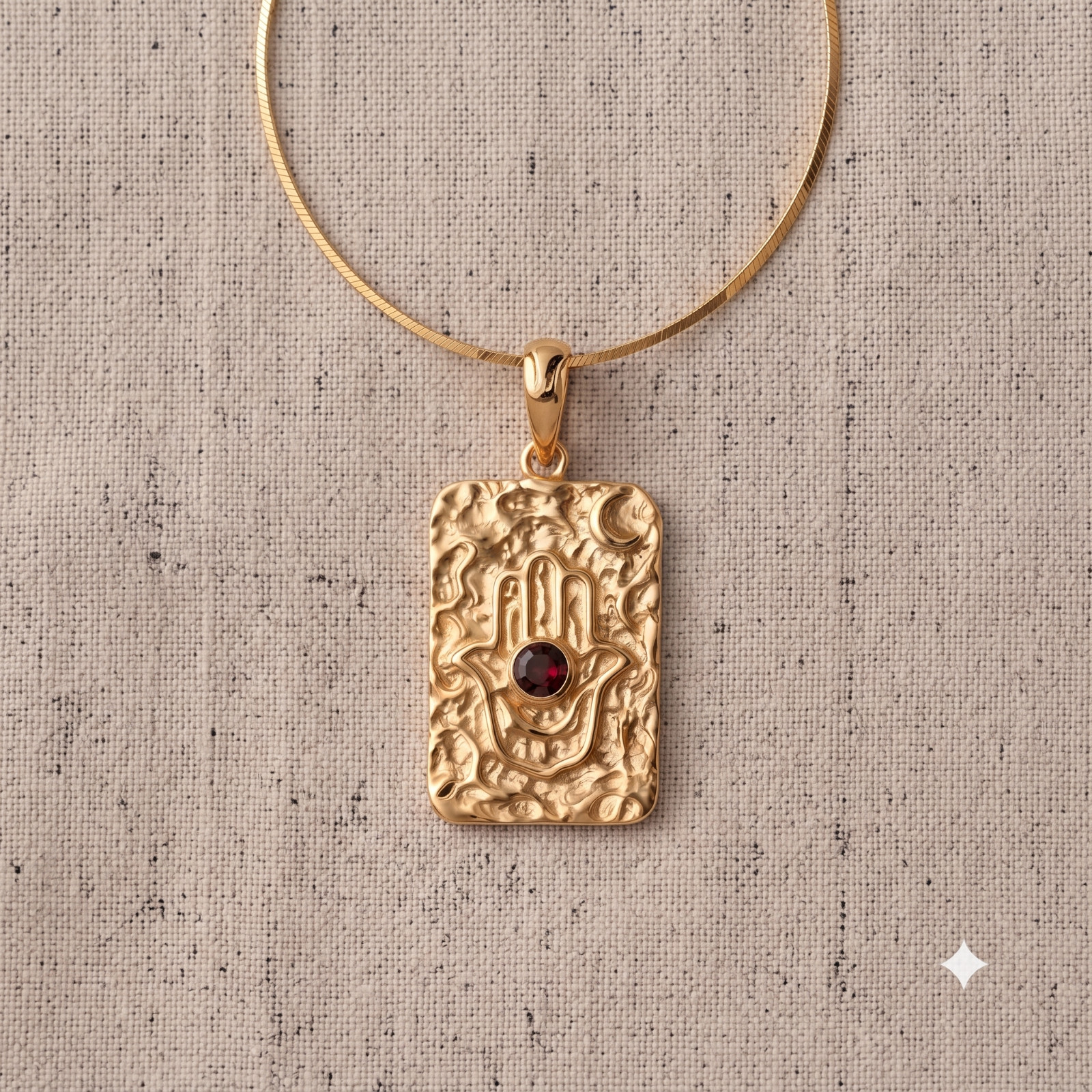 Gold Hamsa Hand Necklace, Sterling Silver Protective Talisman Pendant