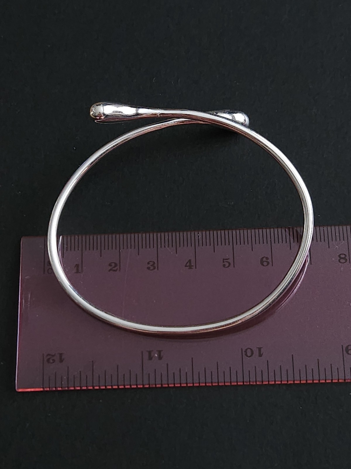 Sterling Silver Wrap Around Bangle Adjustable Liquid Teardrop Open Cuff Bracelet