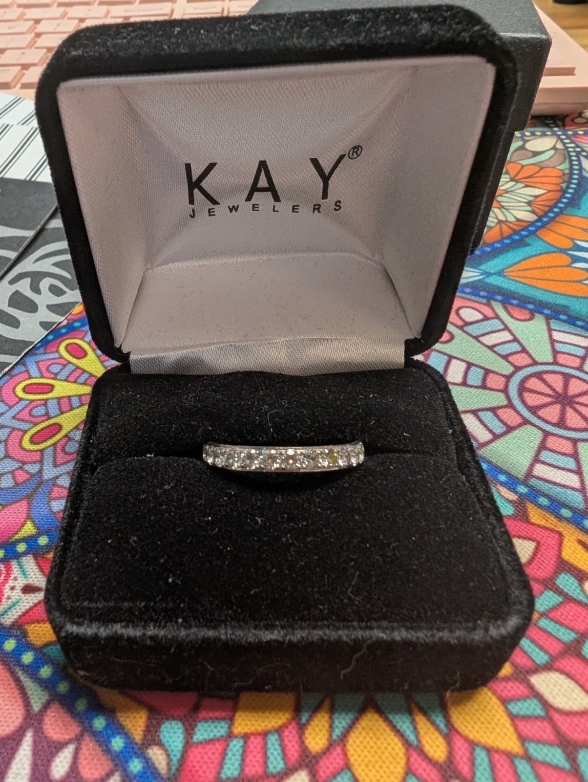 Kay Jewelers 14K White Gold 0.75 ctw Diamond Anniversary Band Size 7 Round
