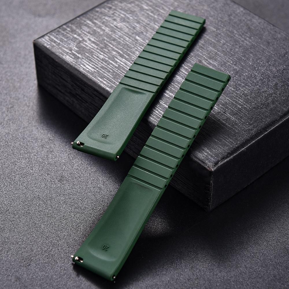 19mm 20mm 21mm 22mm CTS FKM Rubber Strap Convex Shape Quick Release Cut To Size