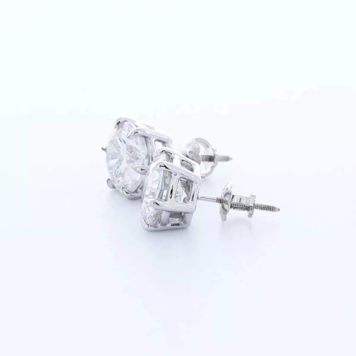 Solid 14K White Gold Stud Earrings Classic 3.03 CT Round Natural Diamond G SI1