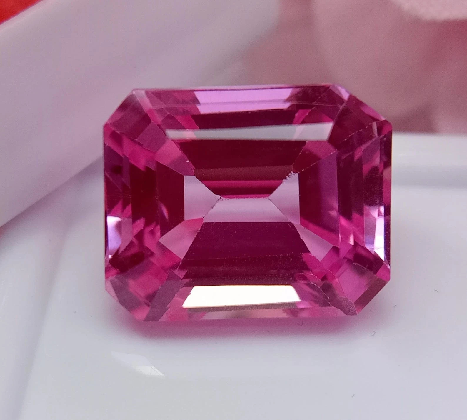 Natural 9.70 Ct Certified Flawless Pink Sapphire Emerald Cut Loose Gemstone