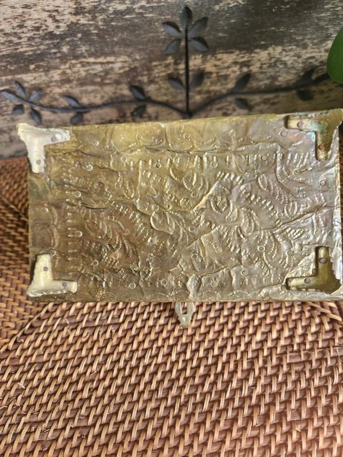 Embossed Gold Treasure Box, Jewelry Casket, Lined – handles Ornate Antique UK