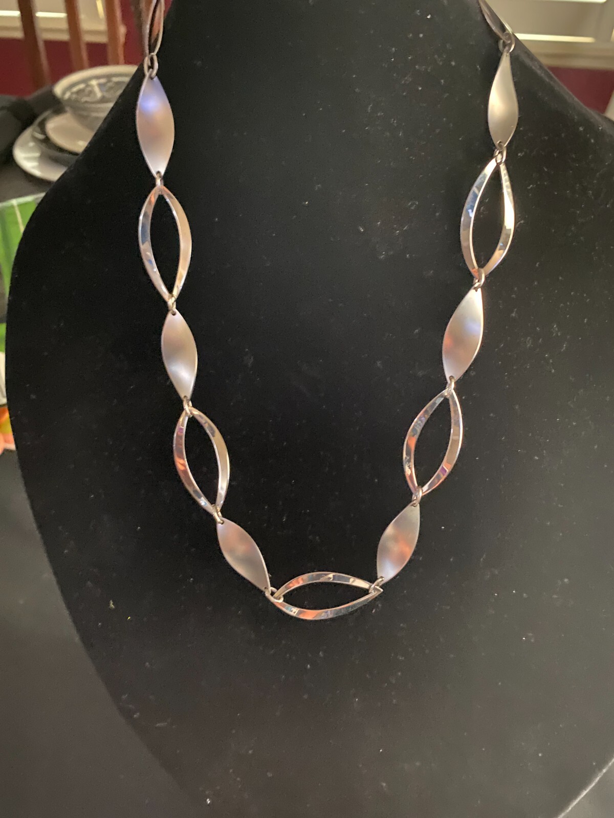stainless steel link necklace. lightweight. approx. 24 inches