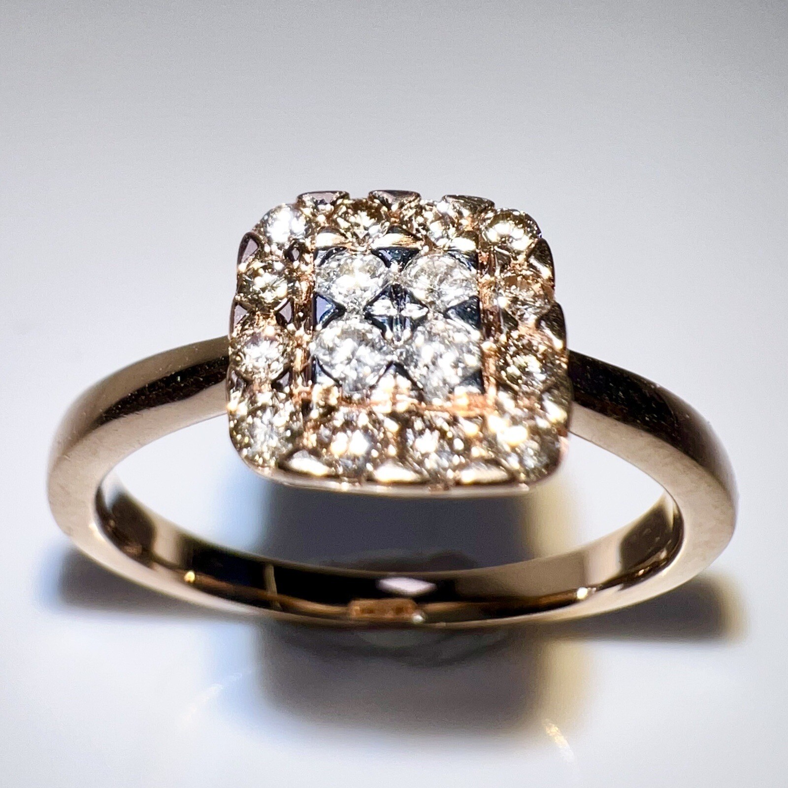 Ring 585 gold rose gold 0.26 ct. diamonds size 56.5/18mm 3.4g like new