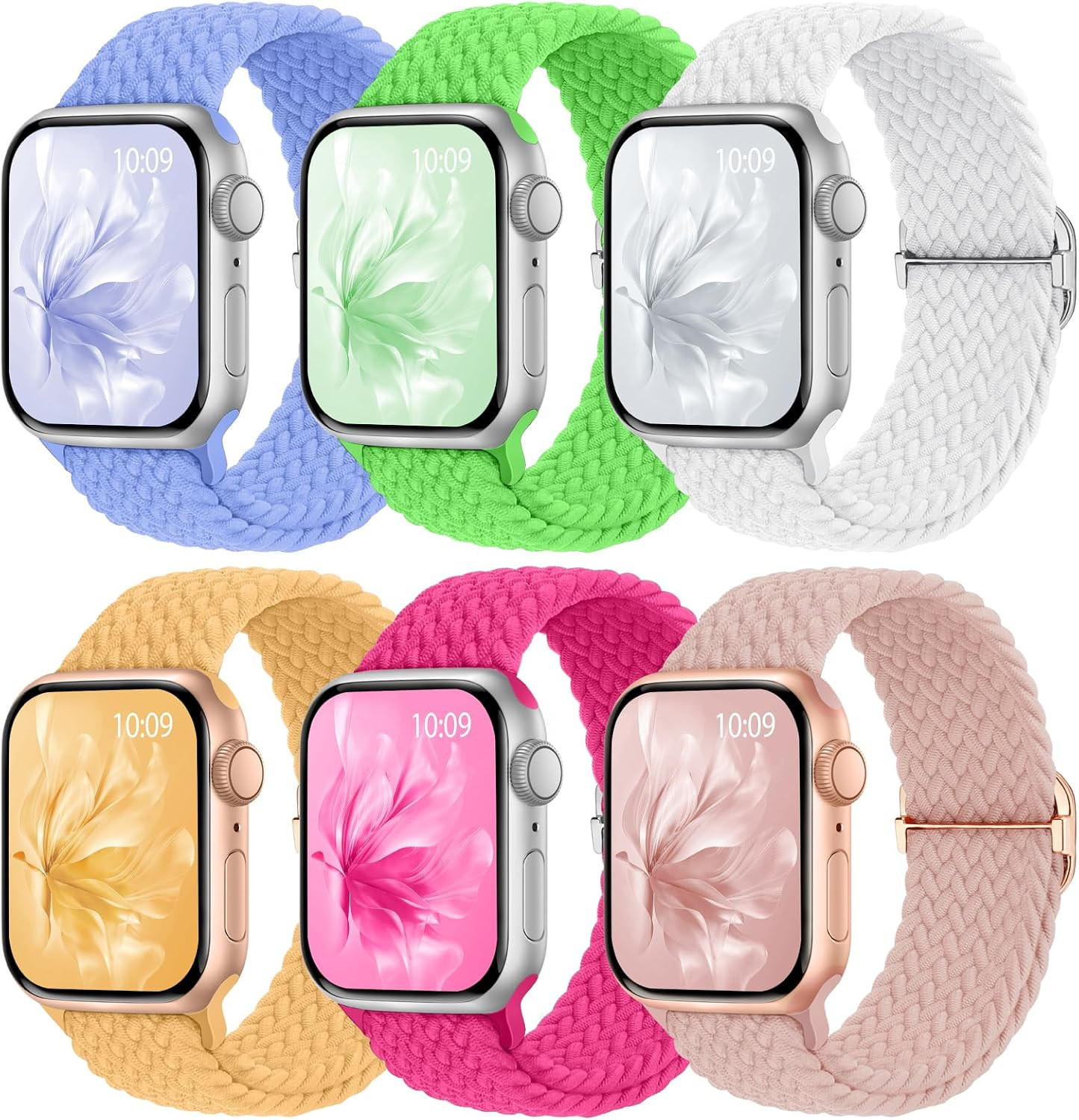 6 Pack Braided Stretchy Bands Compatible with Apple Watch 38Mm-49Mm Women Men