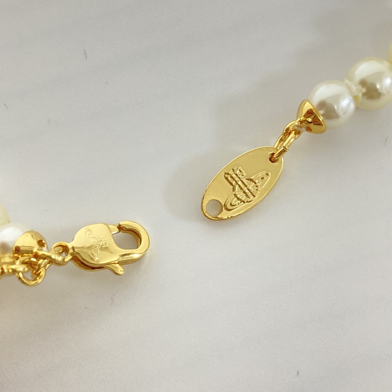 Vivienne Westwood Necklace Pearl Perfume Bottle Choker Gold Orange NO BOX