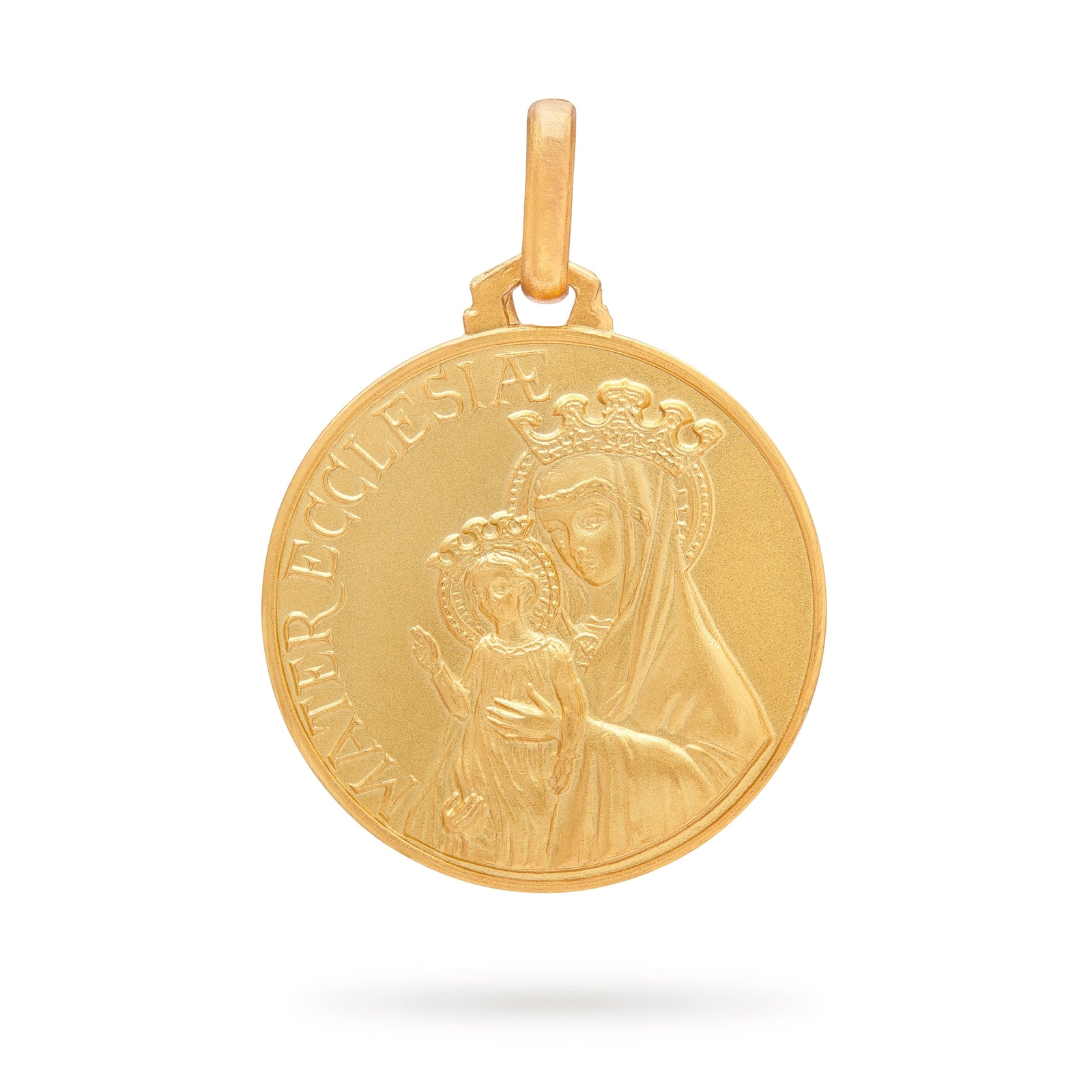 18k Solid Gold Medal Mater Ecclesiae Religious Medallion Pendant Blessed by Pope