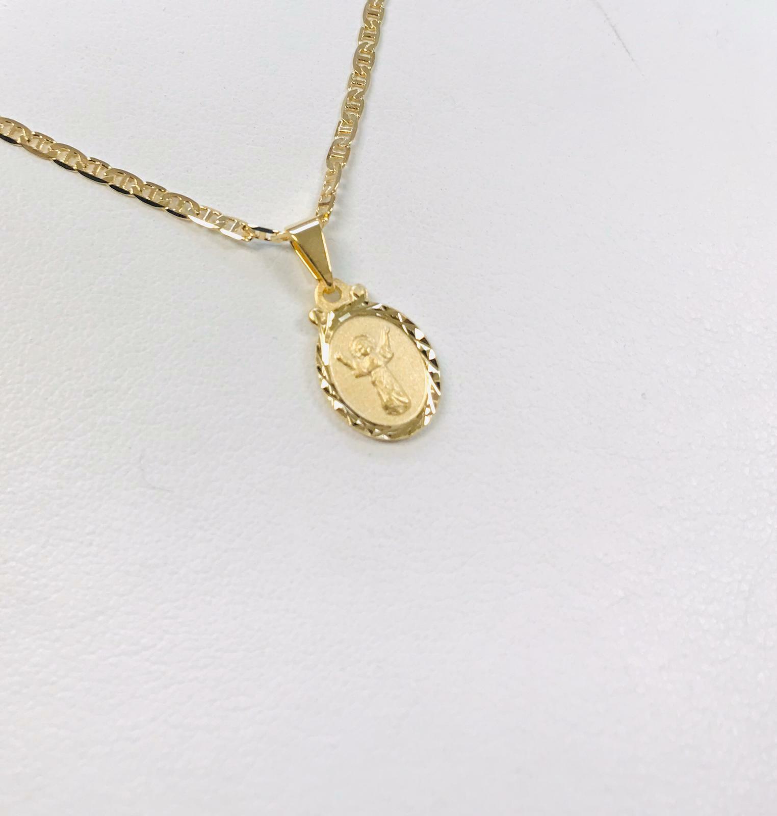 Cadena Y Dije del Divino Niño en Oro Laminado 14K Para Niños/Mujer 16x10mm 16″.