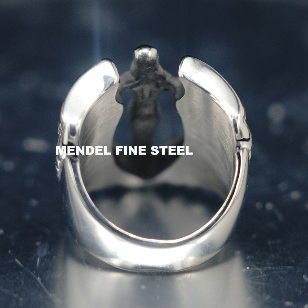 MENDEL Mens Feather MC Biker Angel Wing Ring Stainless Steel Silver Size 7-15
