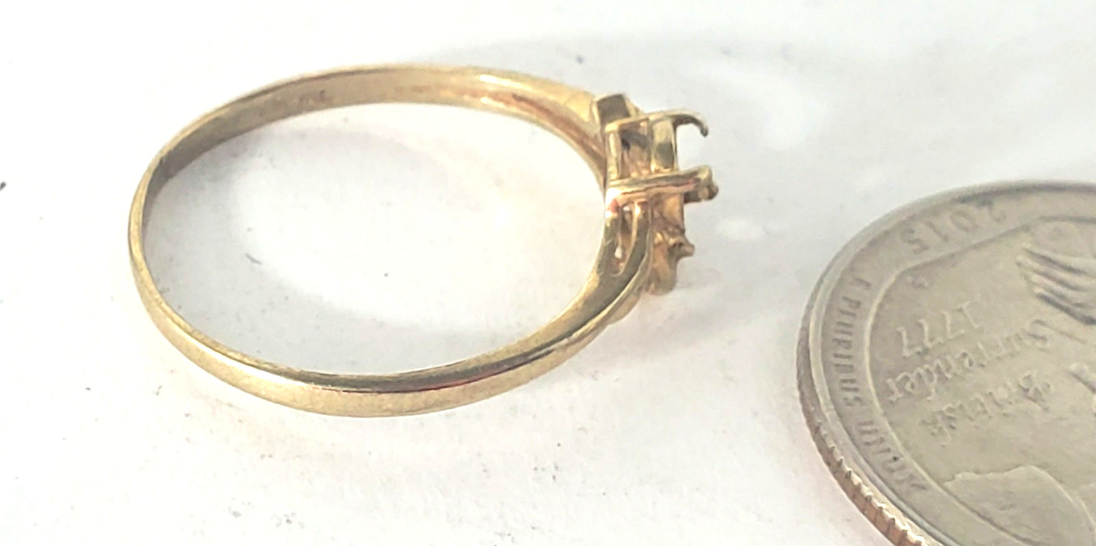 Vintage 10K Yellow Gold Teardrop Ring Setting Lot with Diamonds~ Sz 8