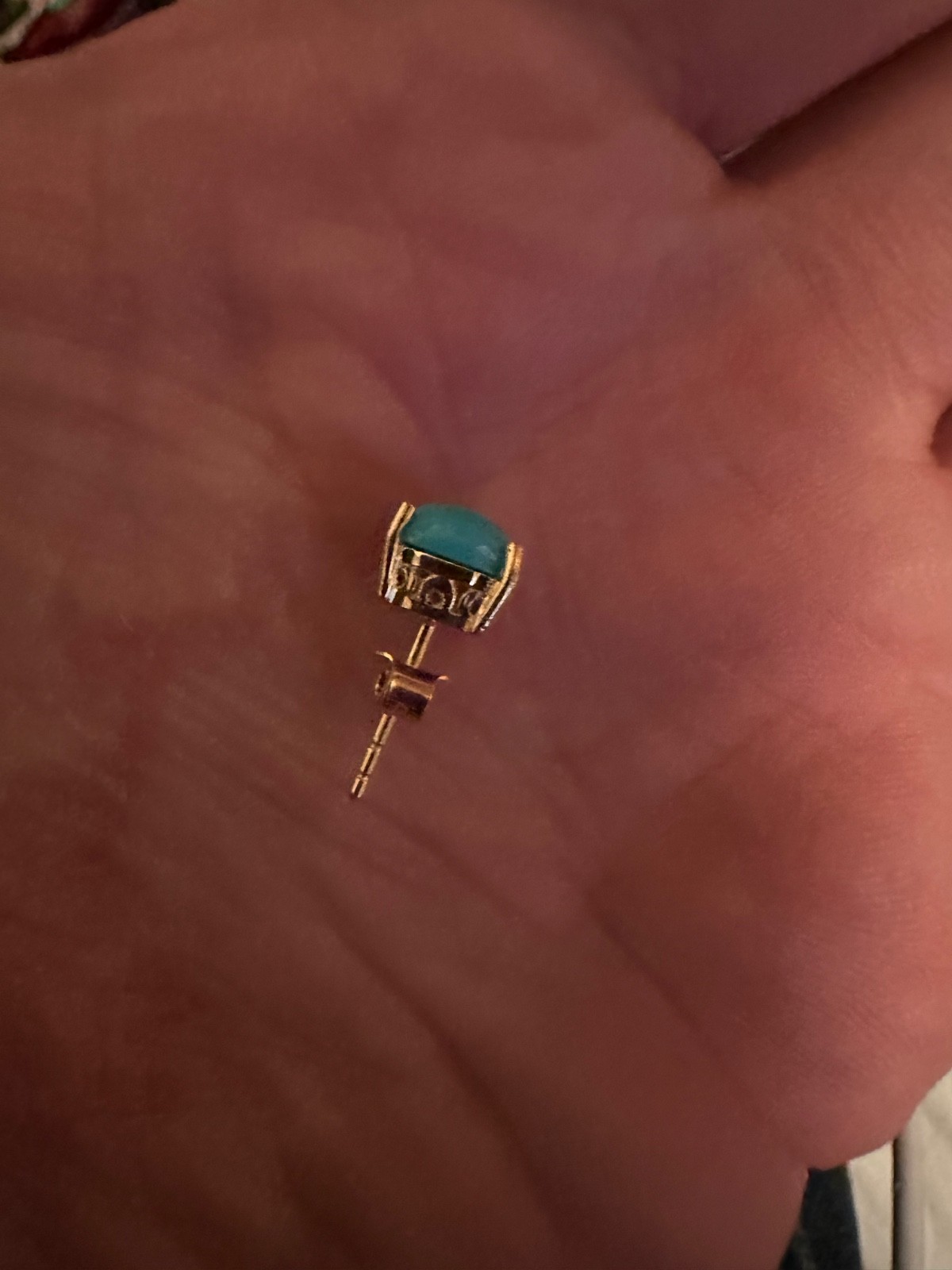 Shivam 14K Gold/Sterling Silver Blue Genuine Arizona Turquoise Stud Earrings~New