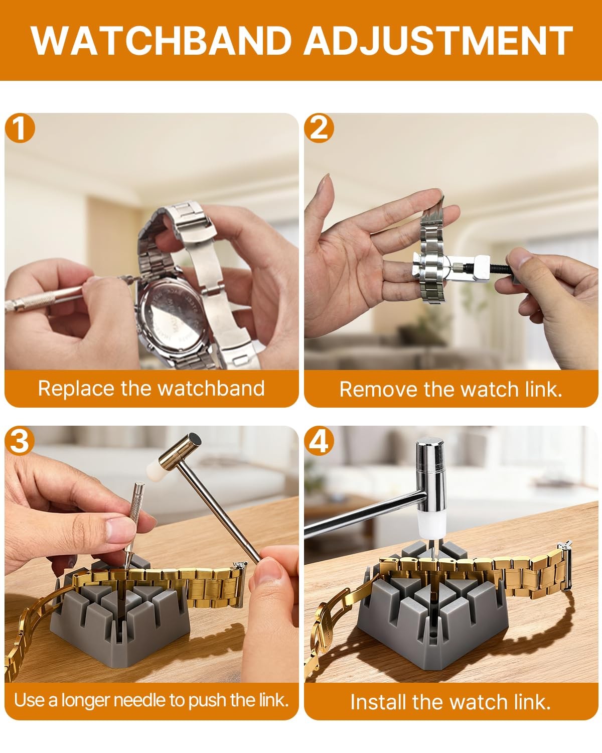 EasyTime Watch Link Removal Kit 108 Spring Bars 20 Link Pins Strap Adjustment
