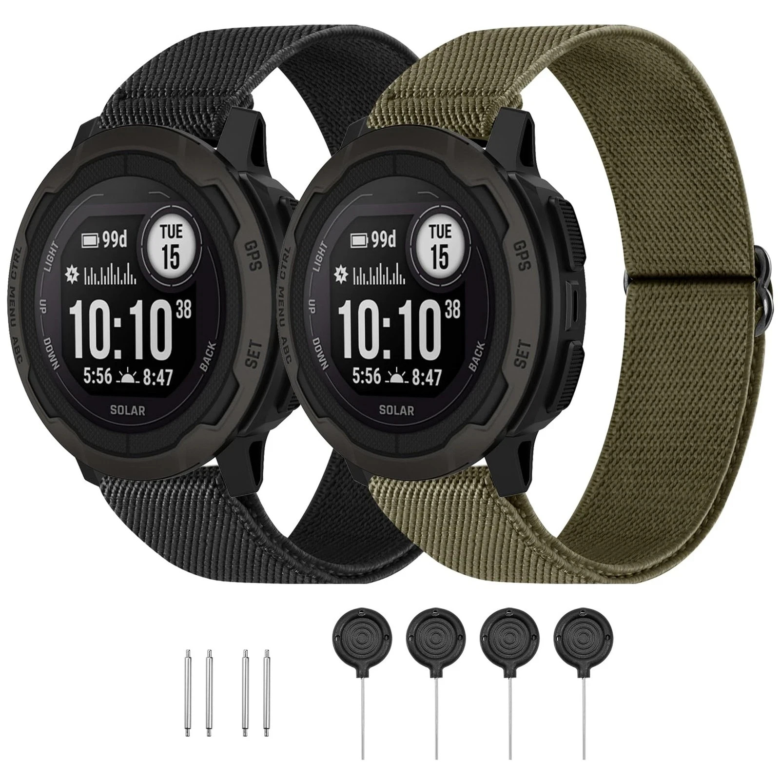 22mm Elastic Nylon Band Compatible with Garmin Instinct 1/2/3 45mm Solar/Fore…