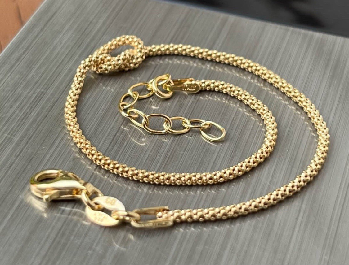 925 🇮🇹🪢 7” – 8.25” Vermeil Italian Knot Gold on Sterling Silver Bracelet