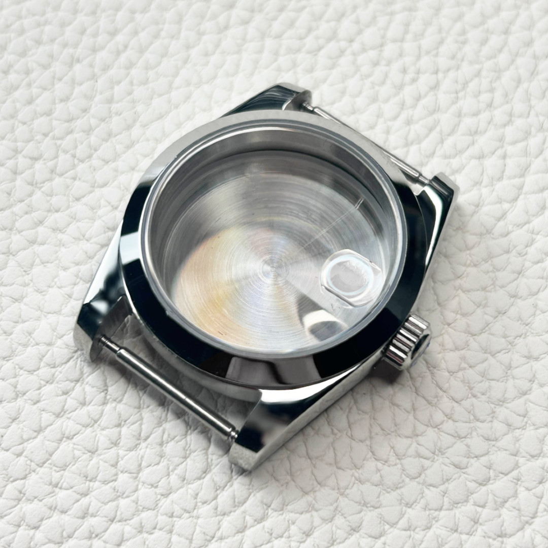 Polished Silver 36mm Sapphire Glass Watch Case 10ATM Solid Back Mod NH35 NH36