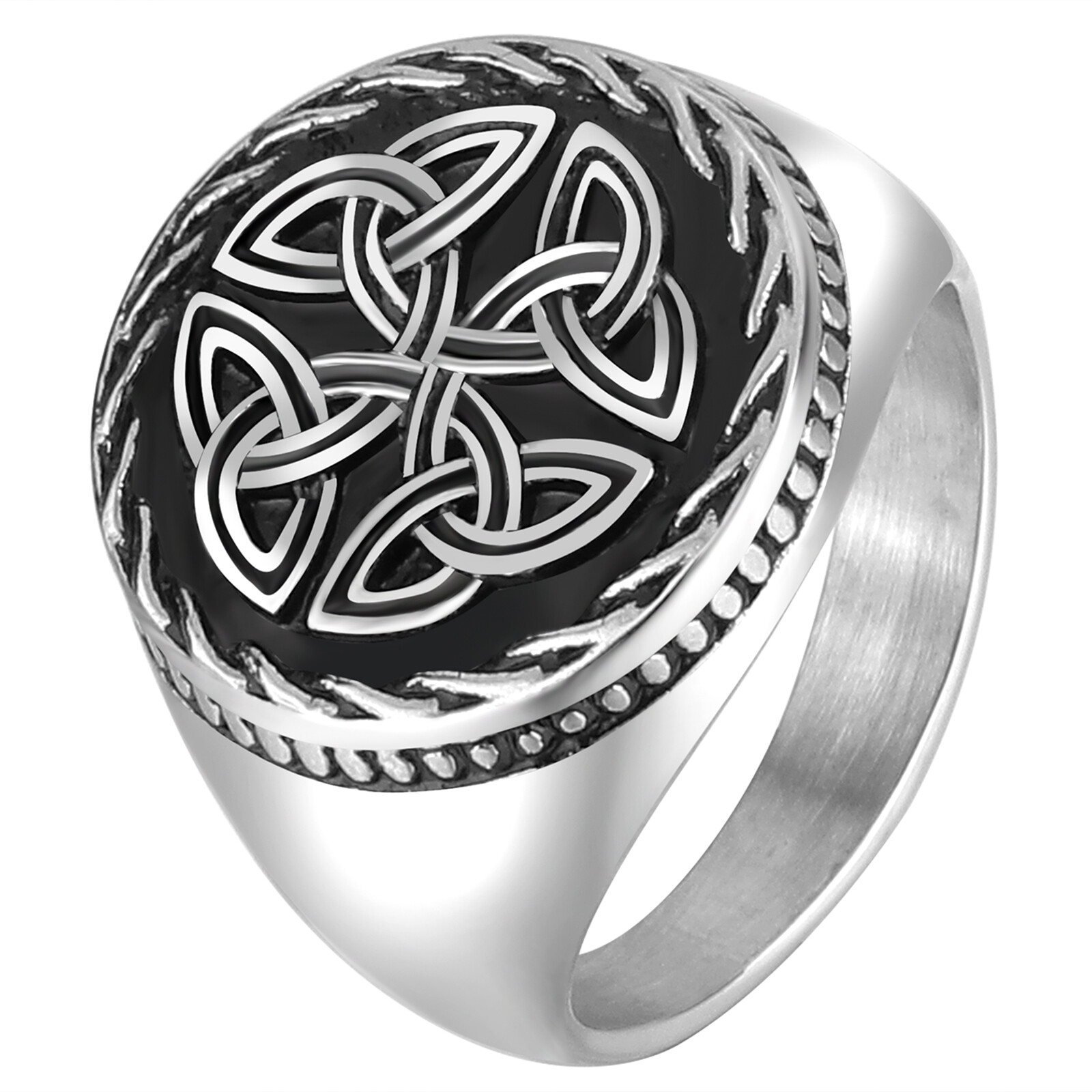 Mens Stainless Steel Celtic Knot Wedding Engagement Band Signet Ring Size 8-13