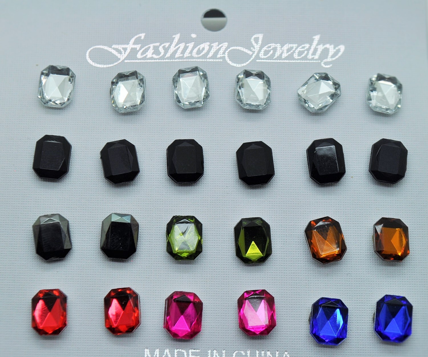 48 Pairs/4 card rectangle Stud colorful Earrings Men/Women fashion jewelry lot