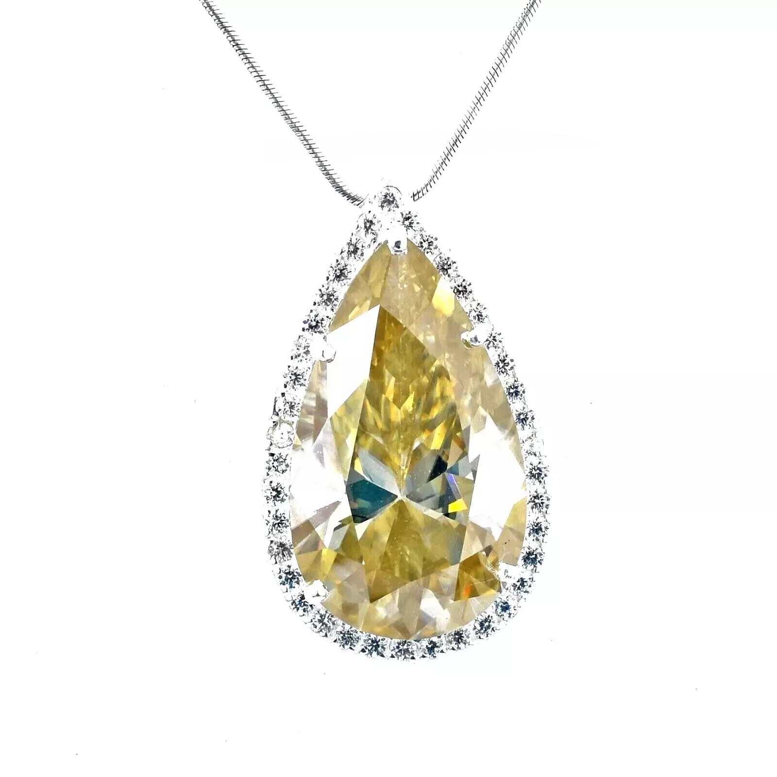 15 Ct Champagne Treated Diamond Pendant Pear Shape Great Luster VVS1 Certified !